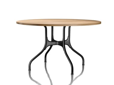 MIL? - Round aluminium and wood dining table (Request Info).