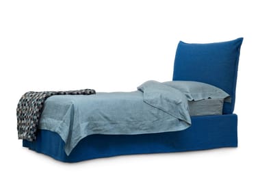 MILOS - Upholstered fabric single bed with removable cover (Request Info).