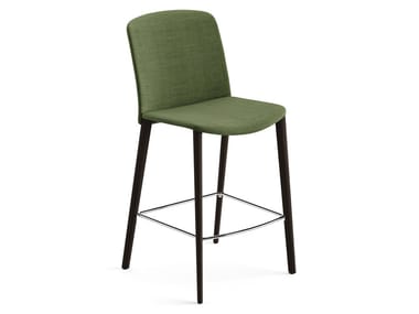 MIXU - Upholstered fabric stool with oak legs (Request Info).