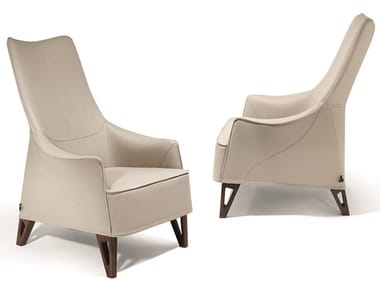 MOBIUS - Bergere leather armchair with armrests (Request Info).