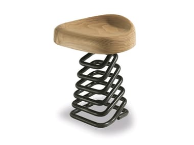 MOLLA - Low solid ceda rwood stool with iron base (Request Info).