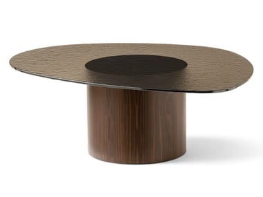 MUSHROOM - Low wood and glass coffee table (Request Info).