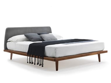 MY BED - Solid wood bed with upholstered headboard in fabric (Request Info).