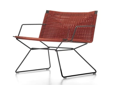 NEIL TWIST - Sled base garden rope easy chair with armrests (Request Info).