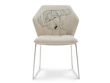 NEW YORK BY MARRAS - Sled base upholstered fabric chair (Request Info).