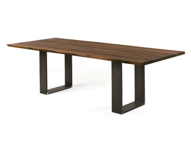 NEWTON NATURAL SIDES - Rectangular table with solid wood top and iron base (Request Info).