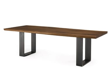 NEWTON PLANK - Rectangular table with solid wood top and iron base (Request Info).