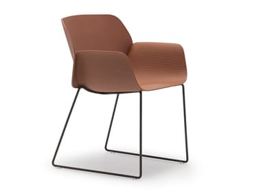 NUEZ SO2790 - Sled base plastic garden chair with armrests (Request Info).
