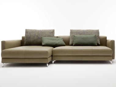 ROLF BENZ 007 NUVOLA - Sectional leather sofa with chaise longue (Request Info).