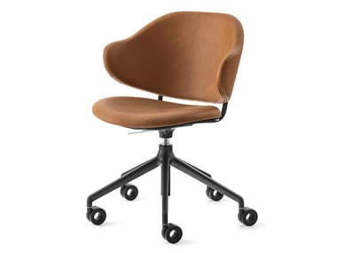 HOLLY - Eco-leather office chair with castors with 5-Spoke base (Request Info).