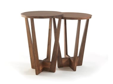 PARLA BIG & SMALL - Round solid wood high table (Request Info).