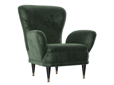 PIERA - Velvet armchair with armrests by Fratelli Boffi
