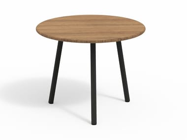 PIPER 013 - Low round teak garden side table (Request Info).