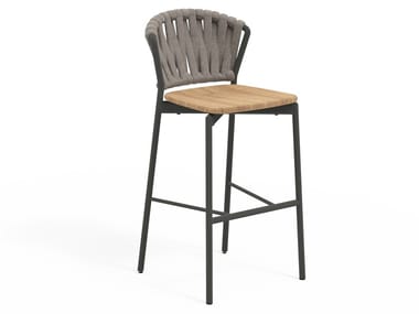 PIPER 250 - High stool in aluminum and teak (Request Info).