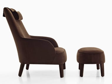 FEBO BERGERE - Bergere upholstered fabric armchair with headrest (Request Info).