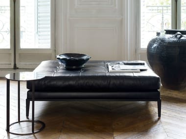 SIMPLICITER - Upholstered leather pouf (Request Info).