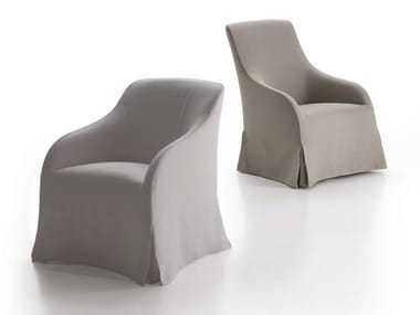 AGATHOS - Upholstered fabric armchair with armrests (Request Info).