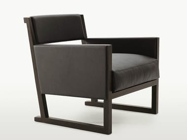 MUSA - Upholstered leather armchair with armrests (Request Info).