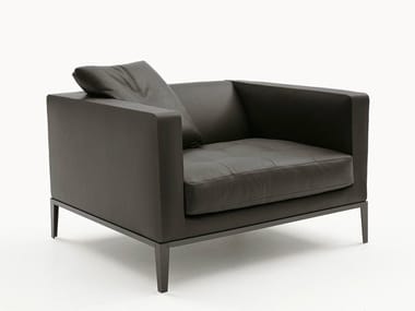 SIMPLICITER - Upholstered leather armchair with armrests (Request Info).