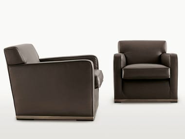 IMPRIMATUR - Upholstered leather armchair with armrests (Request Info).