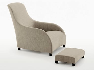 KALOS - Bergere high-back fabric armchair with footstool (Request Info).