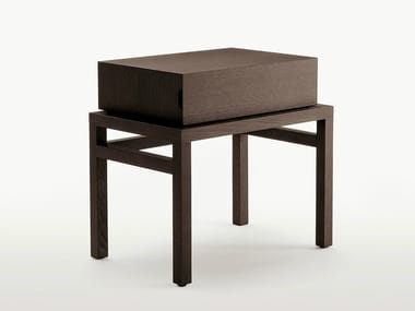 THRONOS - Rectangular solid wood bedside table with drawers (Request Info).