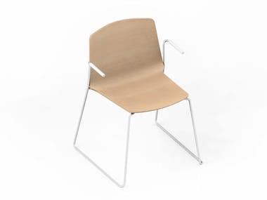 RAMA - Sled base stackable chair with armrests (Request Info).