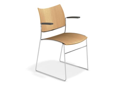 CURVY - Wooden chair with armrests (Request Info).