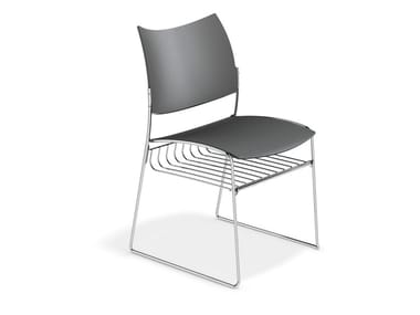 CURVY - Sled base chair with storage space (Request Info).