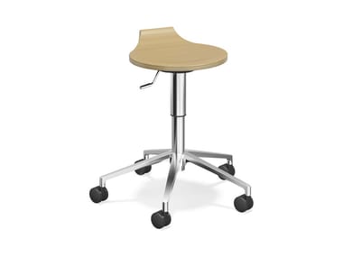 RAVELLE V - Wooden stool with castors (Request Info).