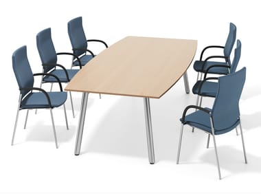WISHBONE IV - Rectangular wooden meeting table (Request Info).