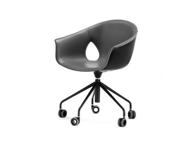 GINGER ALE - Leather chair with 5-spoke base with castors (Request Info).