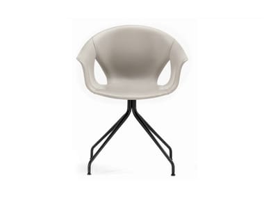 GINGER ALE - Trestle-based leather chair with armrests (Request Info).