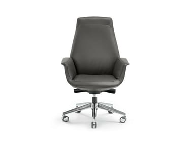 DOWNTOWN - Swivel leather executive chair with 5-spoke base with castors (Request Info).