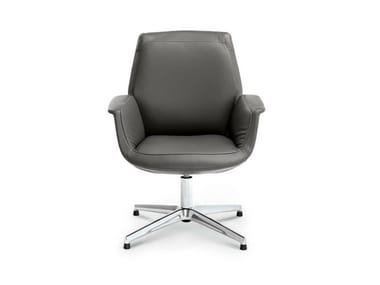 DOWNTOWN - Swivel leather office chair with armrests with 4-Spoke base (Request Info).