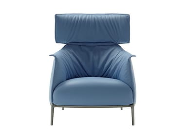 ARCHIBALD KING - Leather armchair with headrest.