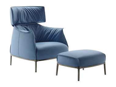 ARCHIBALD - Leather footstool (Request Info).