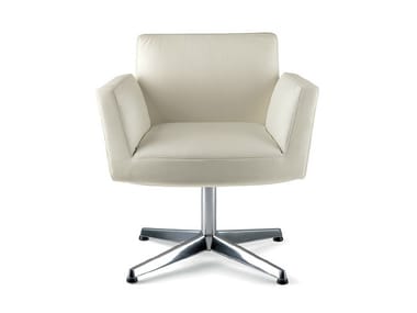 CHANCELLOR - Swivel leather easy chair with 4-spoke base with armrests (Request Info).