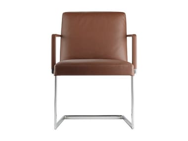 CHANCELLOR CONFERENCE - Cantilever upholstered leather chair with armrests (Request Info).