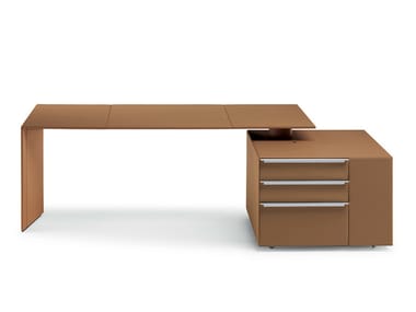 C.E.O. CUBE DESK - Rectangular leather executive desk with shelves (Request Info).