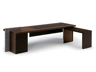 H_O DESK - Rectangular wooden executive desk with drawers (Request Info).