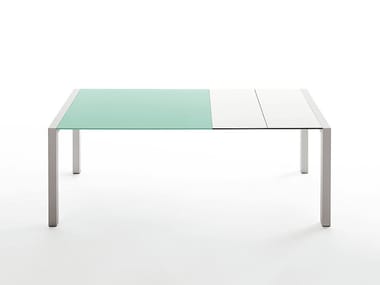 SUSHI INDOOR - Extending glass and aluminium table (Request Info).