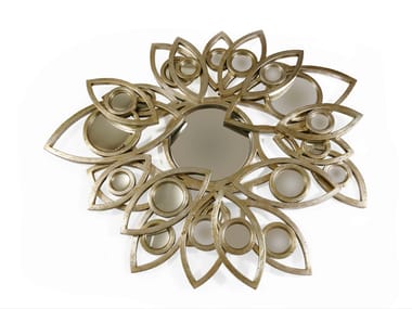 NEAPOLI - Round wall-mounted framed wooden mirror (Request Info).