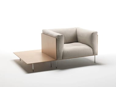 RODWOOD - Upholstered fabric armchair with removable cover with armrests (Request Info).