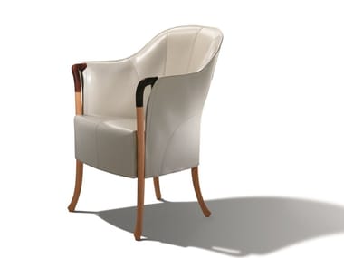 PROGETTI - Tanned leather easy chair with armrests (Request Info).