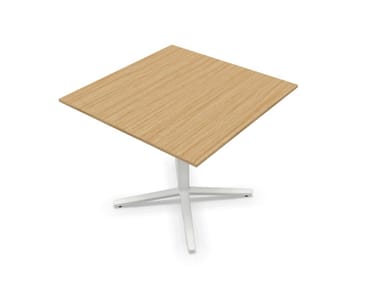 QUATTRO OCCASIONAL OAK SQUARE - Low square oak coffee table with 4-star base (Request Info).