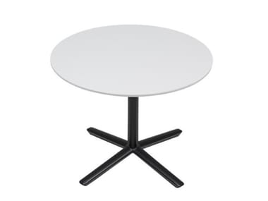 QUATTRO OCCASIONAL SOLID SURFACE ROUND - Low round Solid Surface coffee table with 4-star base (Request Info).