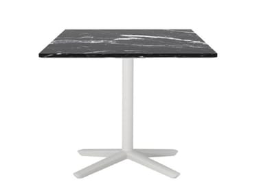QUATTRO OCCASIONAL MARBLE SQUARE - Low square marble coffee table with 4-star base (Request Info).