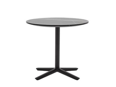 QUATTRO OCCASIONAL MARBLE ROUND - Low round marble coffee table with 4-star base (Request Info).