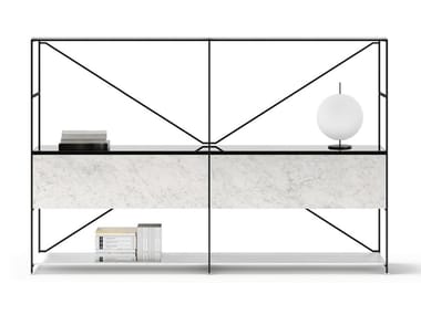 R.I.G. - Open sectional steel and marble bookcase (Request Info).